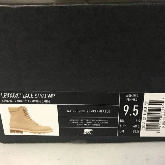 Sorel Women's SIZE 9.5 Lennox Lace Waterproof Boots, Ceramic Color - Picture 9 of 9